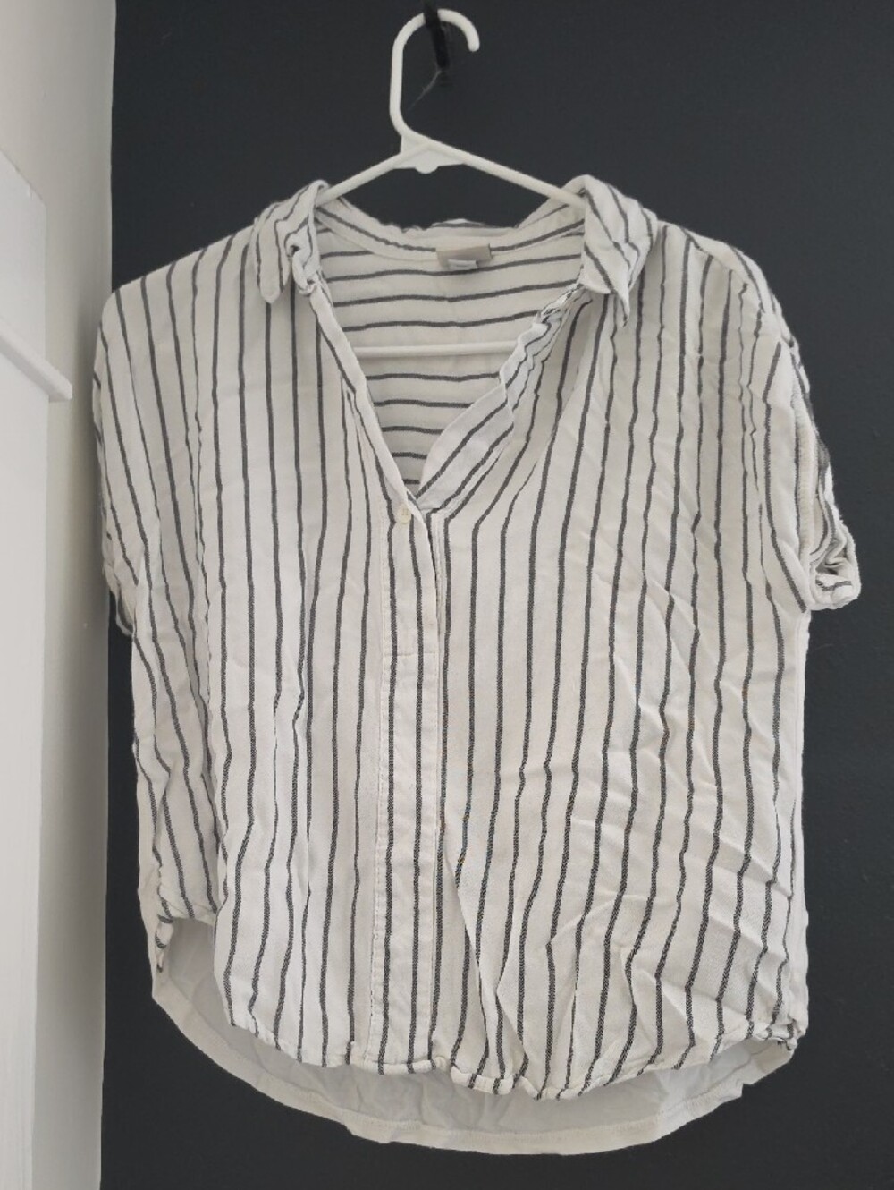 a new day White Tee with Black Stripes